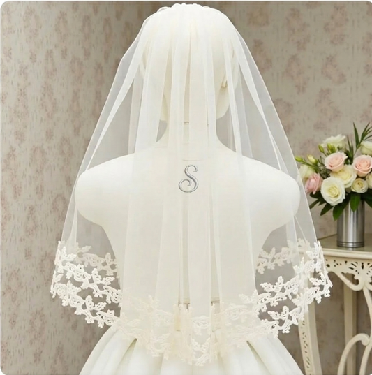 Personalized Wedding Veils with Embroidered Initials