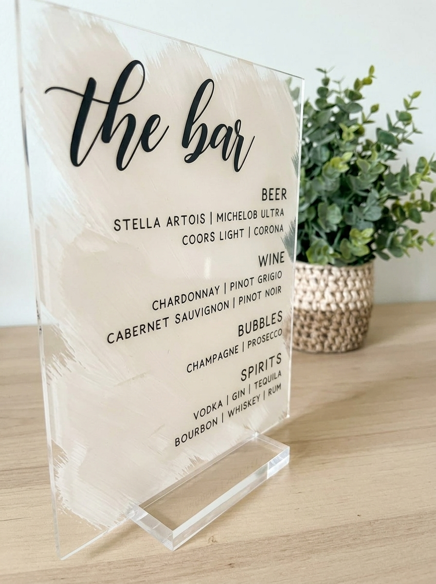 Custom Acrylic Bar Menu sign