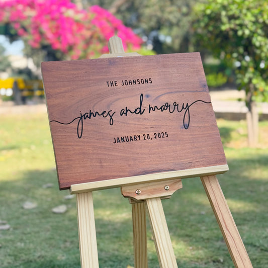 Engraved Wooden Wedding Welcome Sign