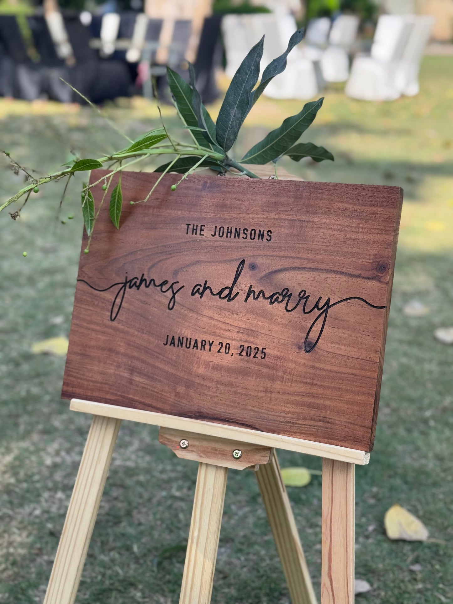 Engraved Wooden Wedding Welcome Sign