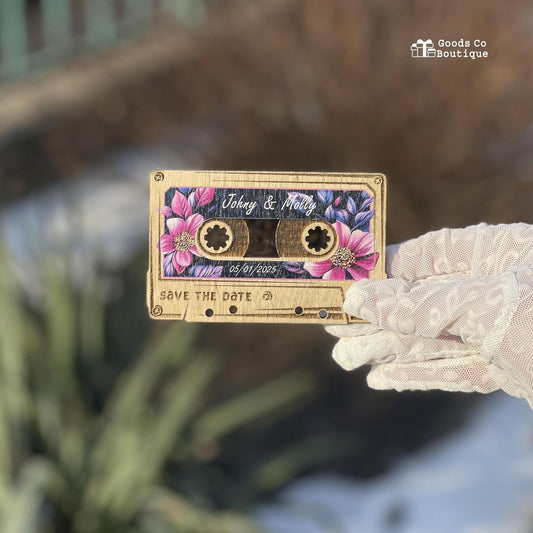 Retro Cassette Tape Save the Date Magnets: Custom Wedding Favors