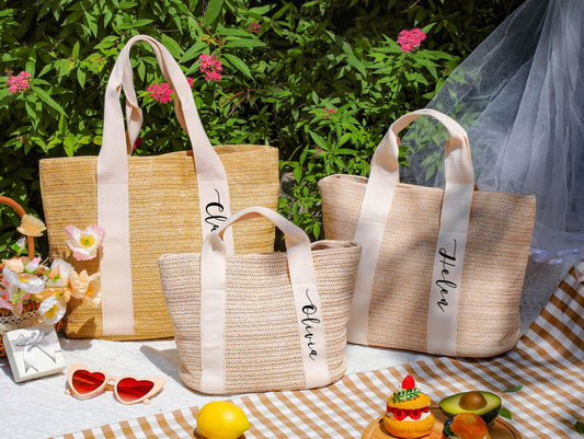 Personalized Straw Beach Bag and Bachelorette Tote