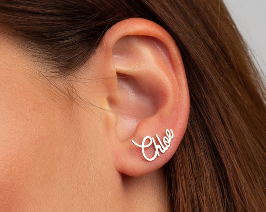 Personalized Silver Name Earrings