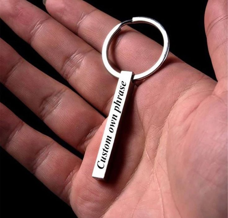 Personalized 4 Sided Bar Keychain Engraved With Custom Name or Message