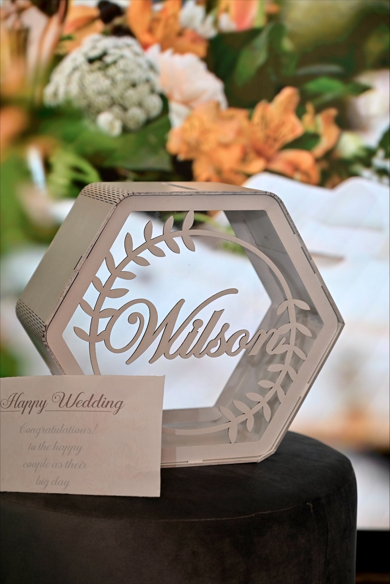 Personalized Wedding Wooden Box for Cards