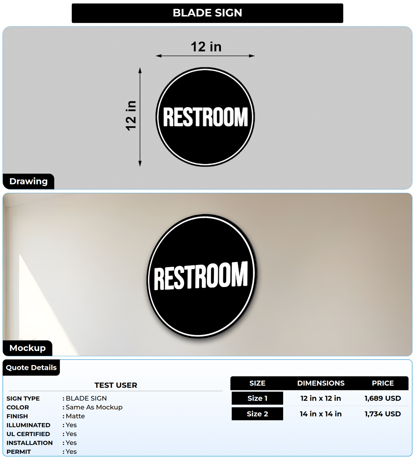 Custom Sign for Test User Test User