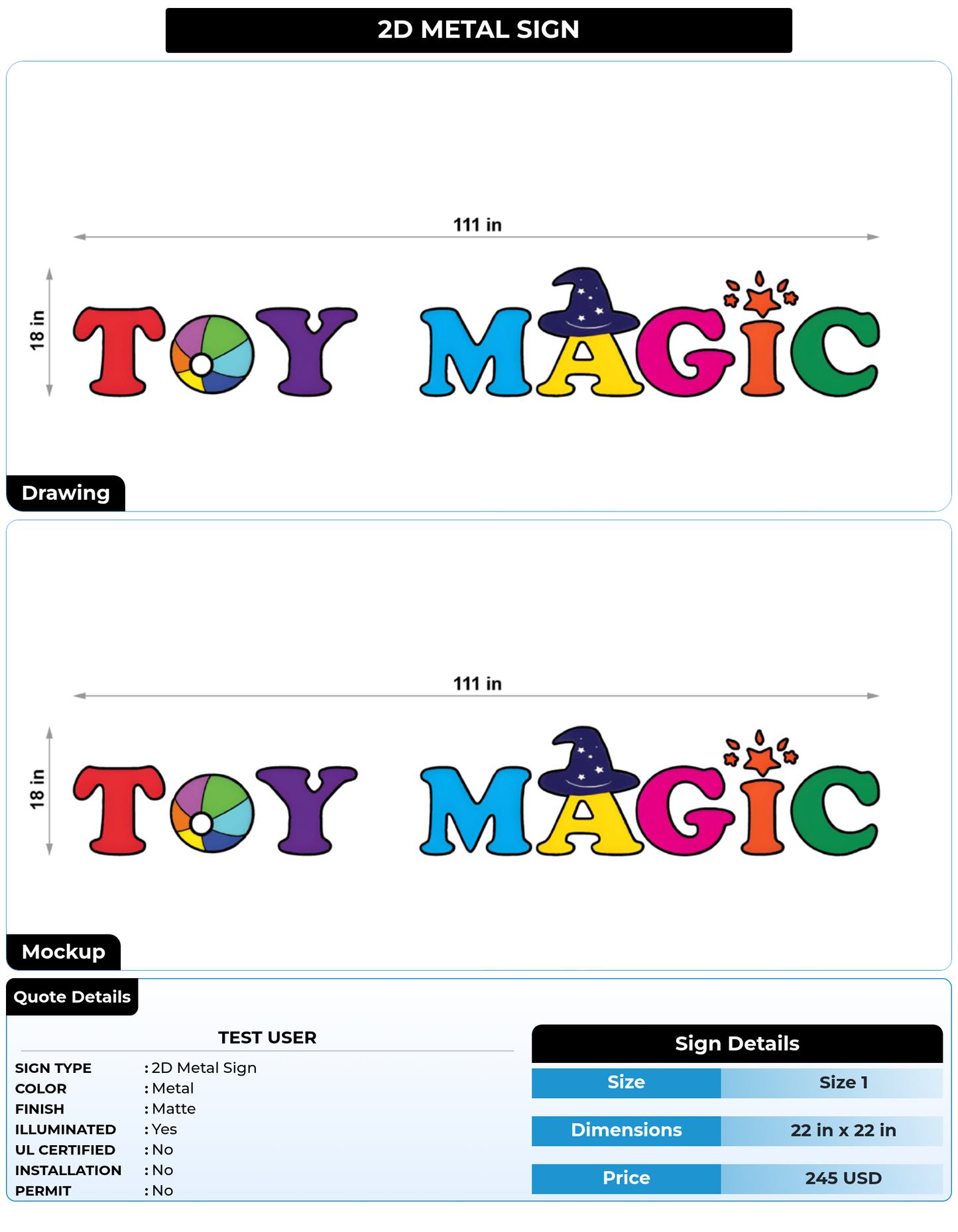 CUSTOM MOCKUP SIGN FOR Test User