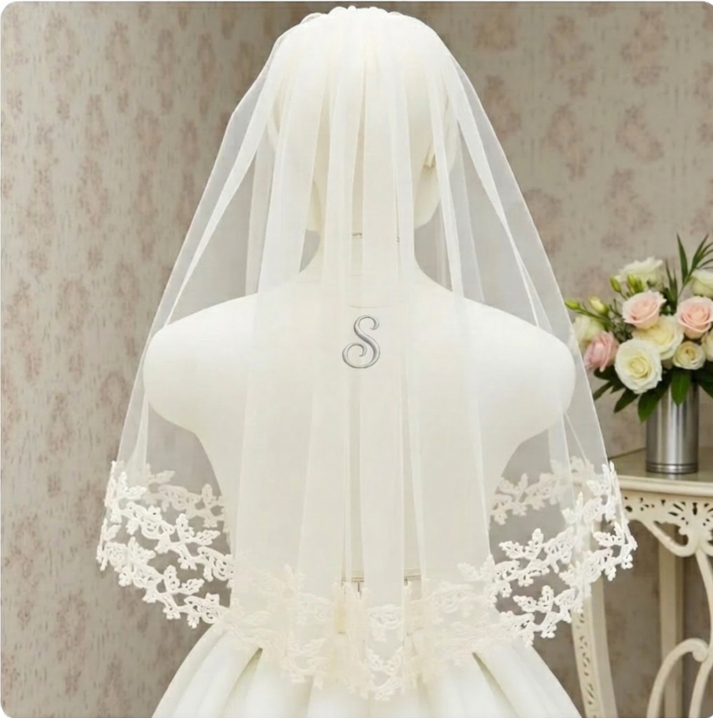 Personalized Wedding Veils with Embroidered Initials