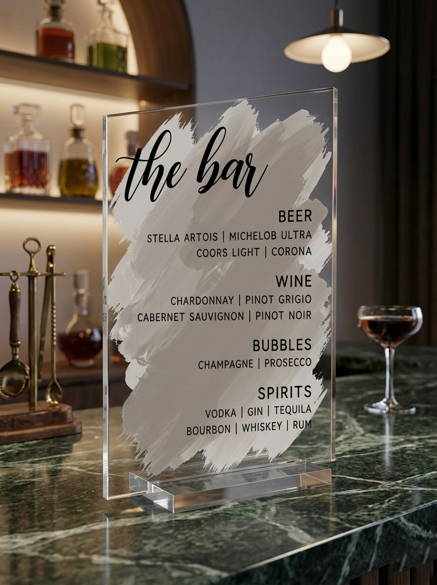 Custom Acrylic Bar Menu sign