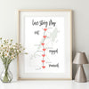 "Love Mapped"  Custom Wedding Journey Map