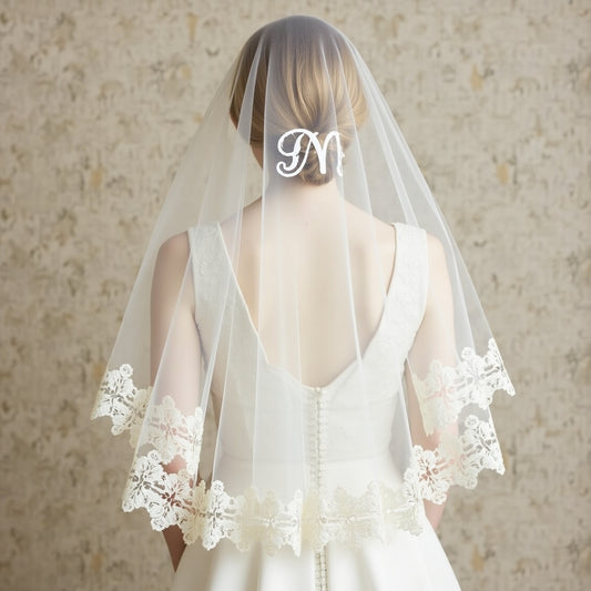 Personalized Wedding Veils with Embroidered Initials