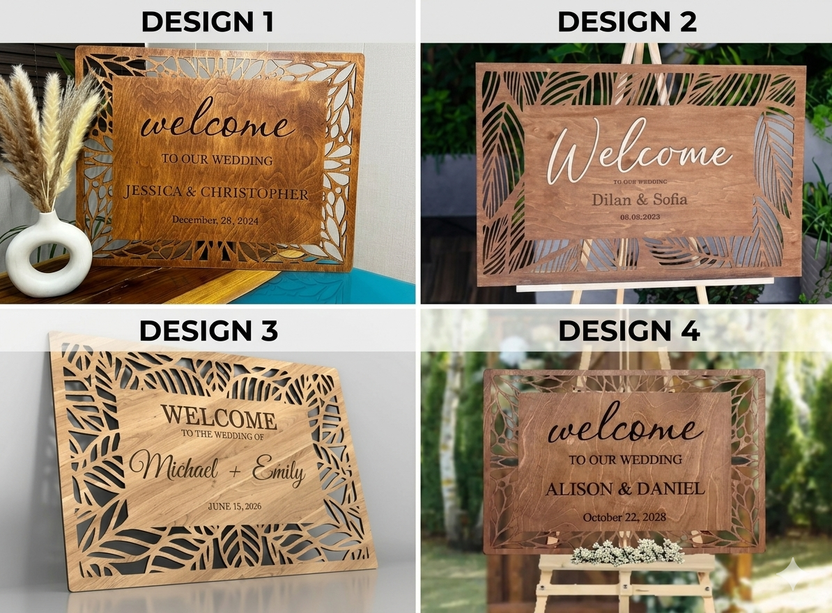 Laser Cut Wooden Wedding Welcome Sign