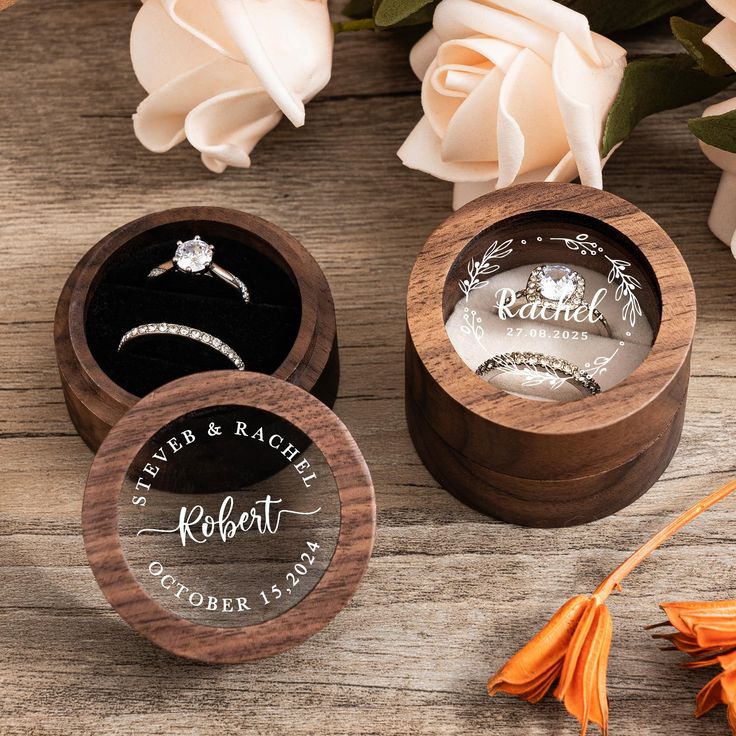 Personalized Wooden Ring Box with Clear Acrylic Top