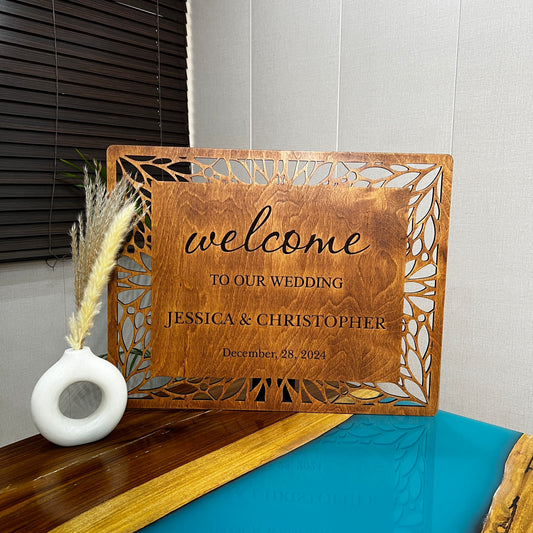 Wooden Wedding Welcome Sign – Personalized for Your Special Day