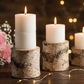 “Rustic Glow” Natural Wood Candle Holder Set