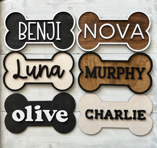 Personalized Dog Bone Name Sign | Custom Crate & Kennel Tag