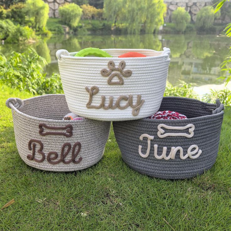 Personalized Pet Toy Basket  Custom Cotton Storage for Dog & Cat Toys
