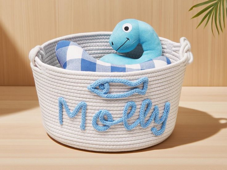 Personalized Pet Toy Basket  Custom Cotton Storage for Dog & Cat Toys