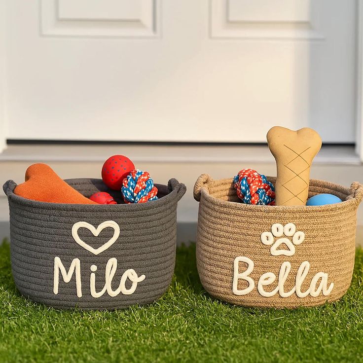 Personalized Pet Toy Basket  Custom Cotton Storage for Dog & Cat Toys