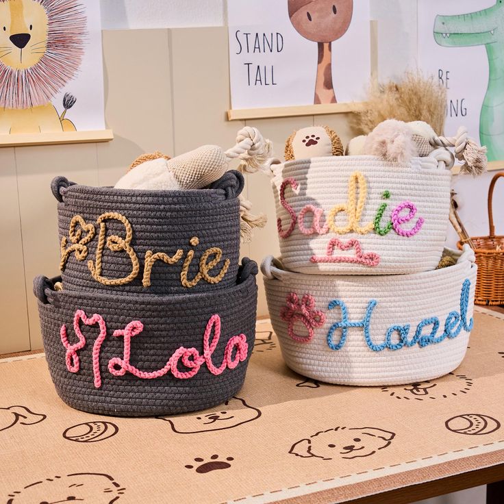 Personalized Pet Toy Basket  Custom Cotton Storage for Dog & Cat Toys