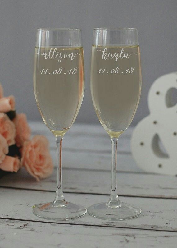 Engraved Bridesmaid Champagne Flutes