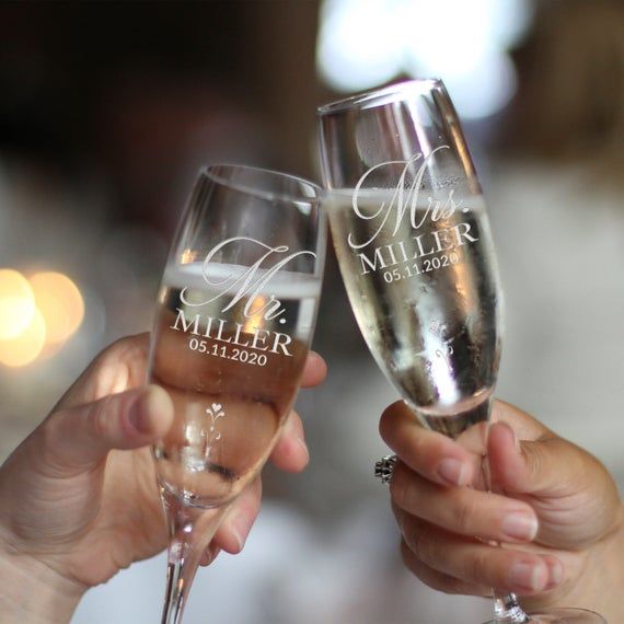 Engraved Bridesmaid Champagne Flutes