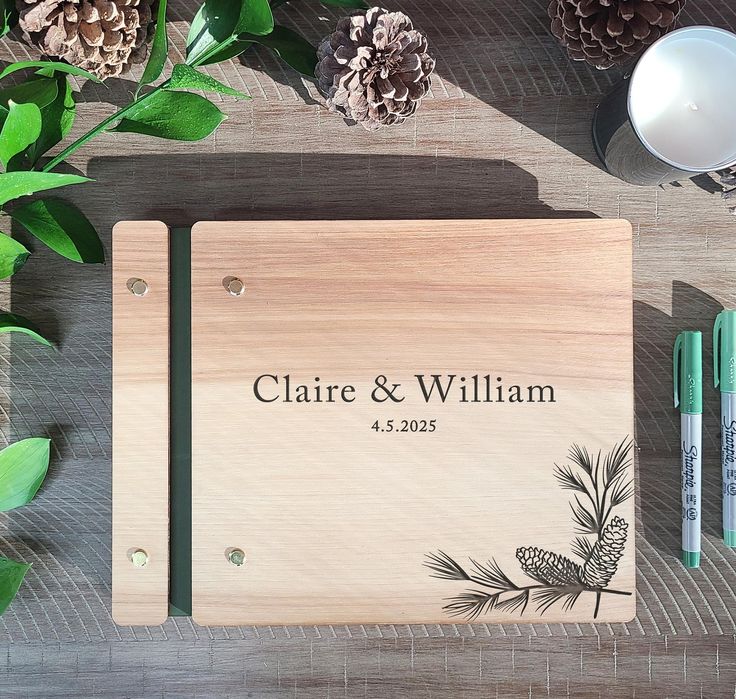 Personalized Wooden Wedding Guest Book