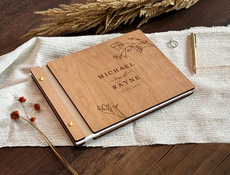 Personalized Wooden Wedding Guest Book