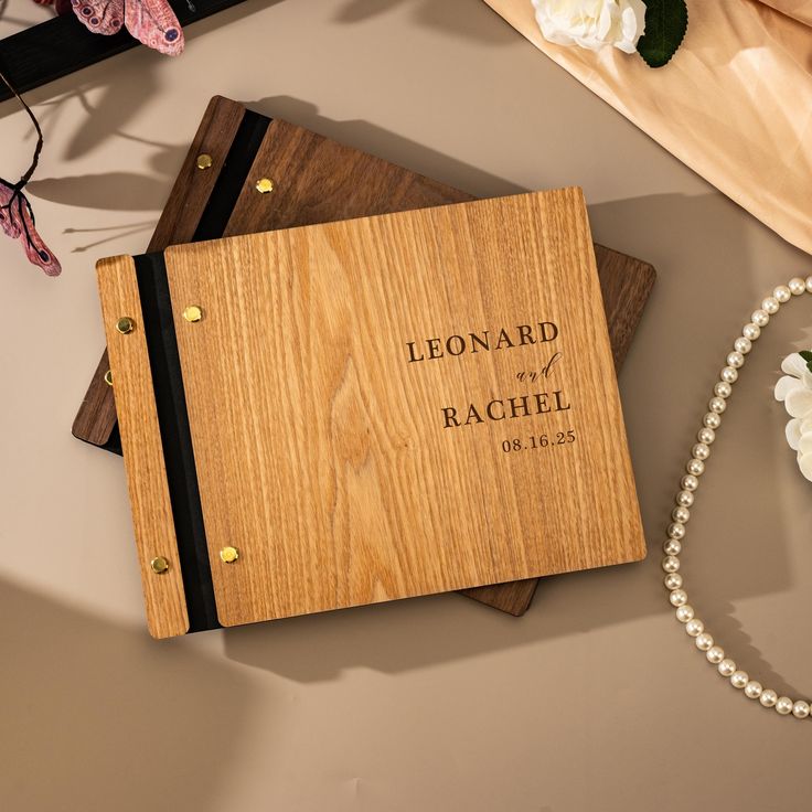 Personalized Wooden Wedding Guest Book