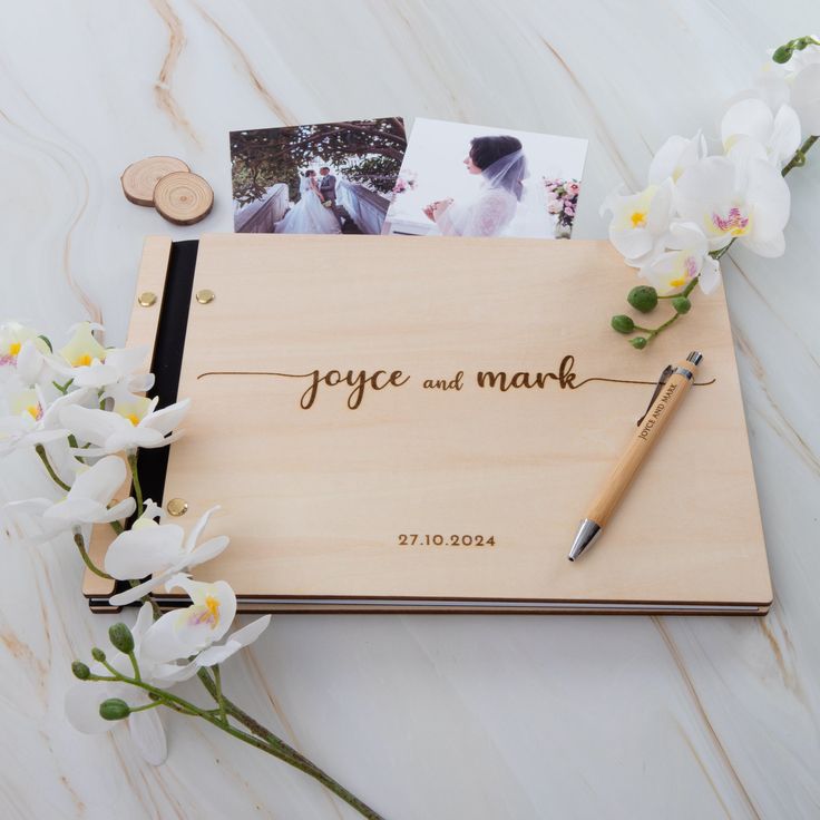 Personalized Wooden Wedding Guest Book
