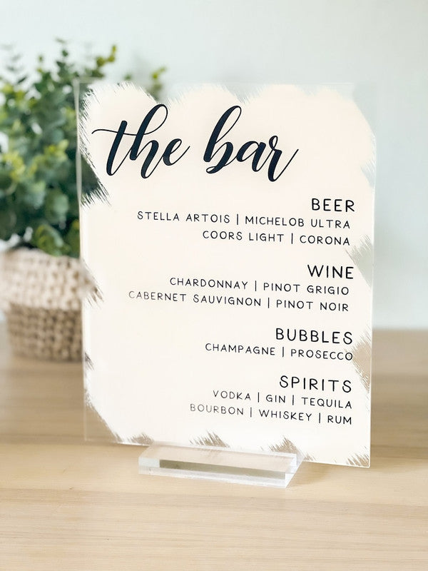 Custom Acrylic Bar Menu sign