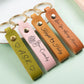 Personalized BirthFlower Engraved Leather Keychain