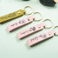 Personalized BirthFlower Engraved Leather Keychain