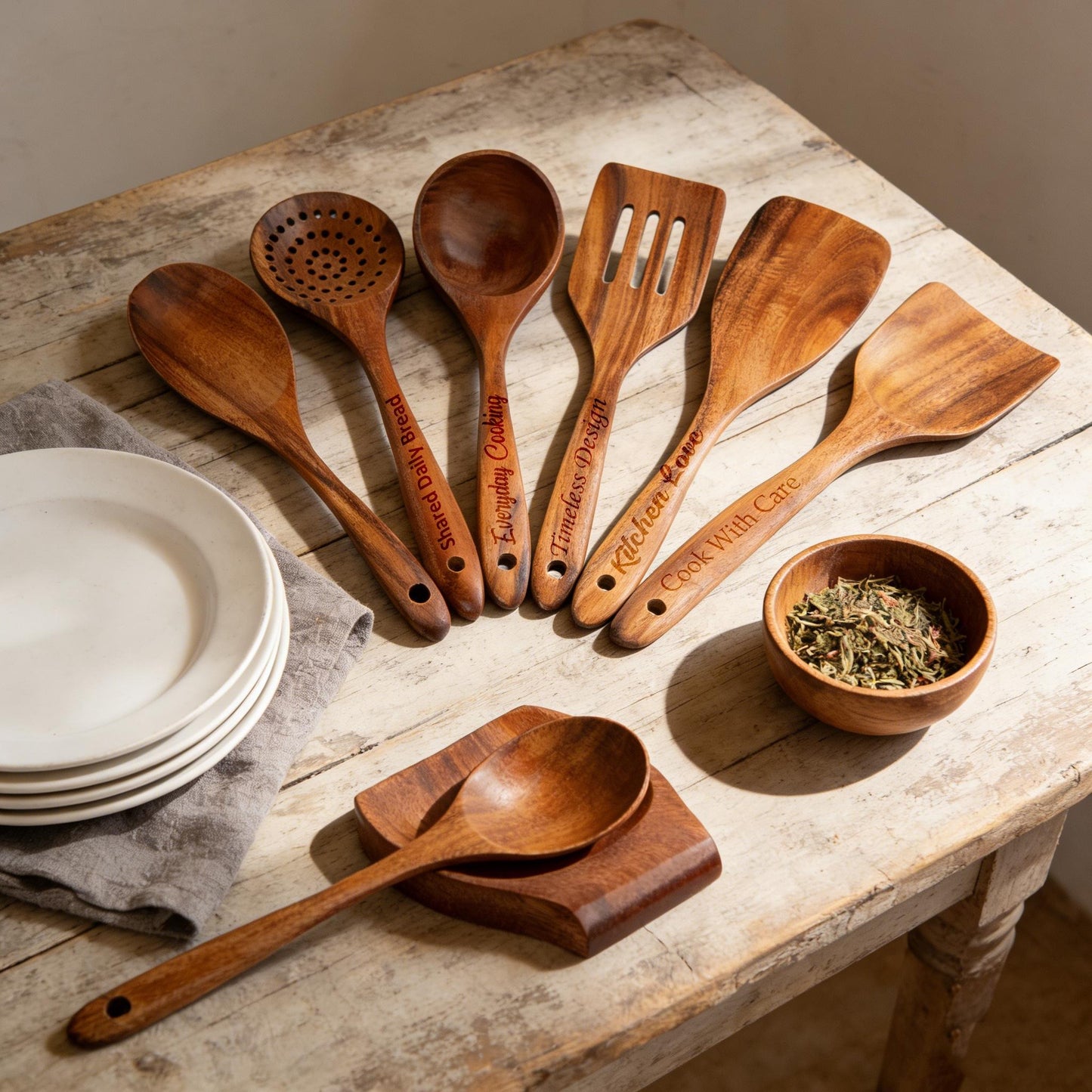 Custom Engraved Wooden Spoons Set