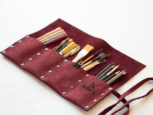 Personalized Leather Pencil Roll