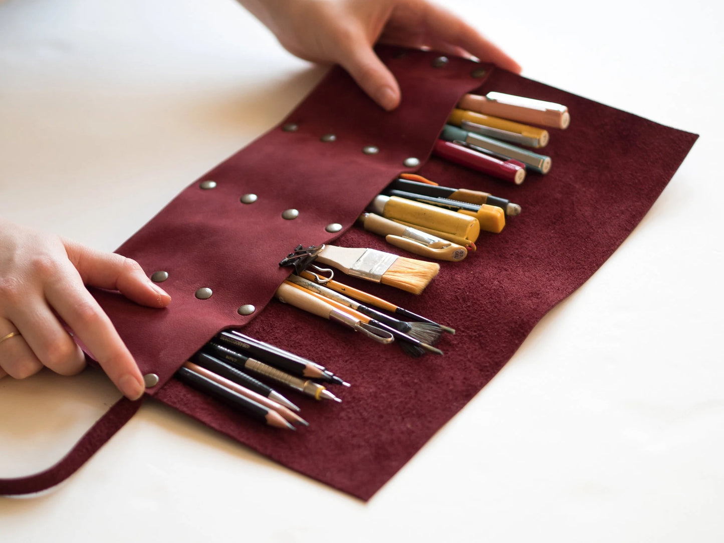 Personalized Leather Pencil Roll
