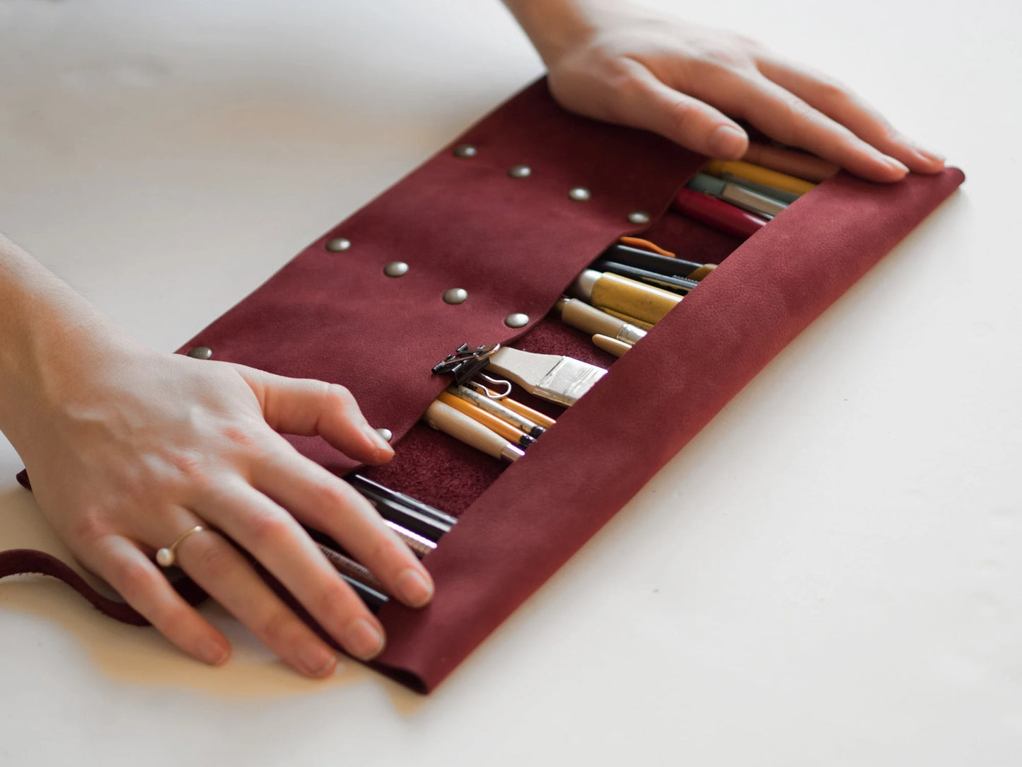 Personalized Leather Pencil Roll