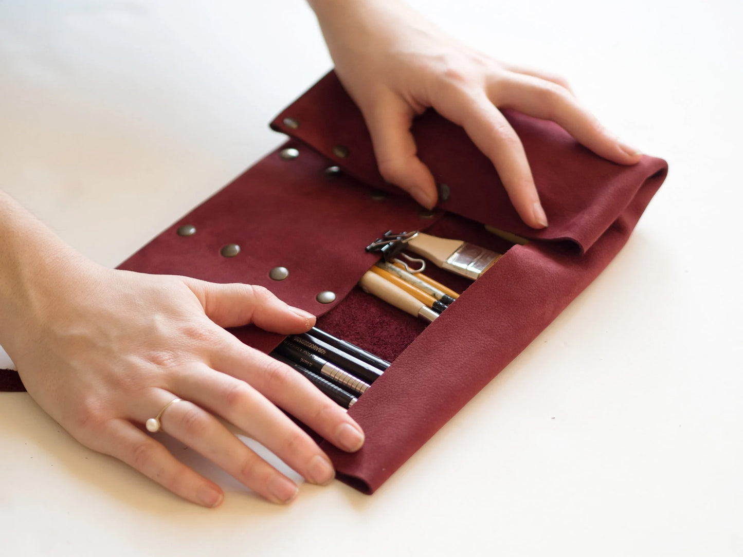 Personalized Leather Pencil Roll