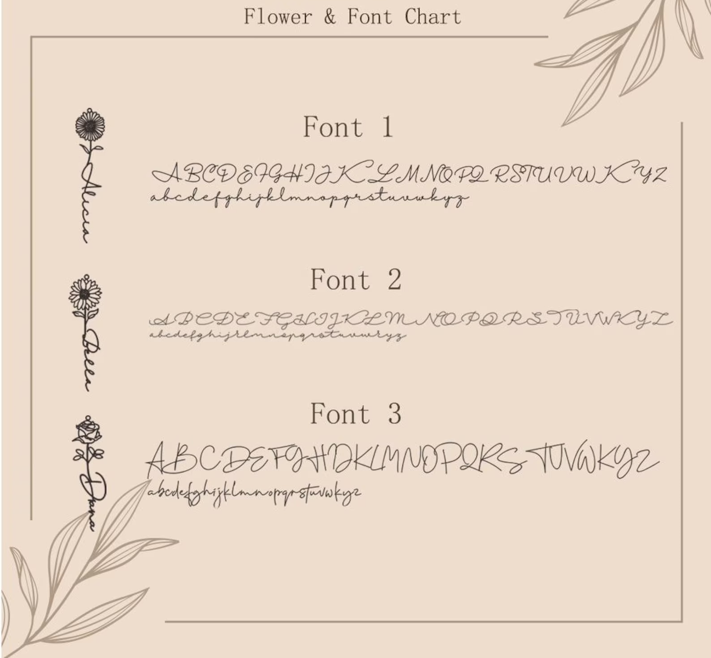 Custom Birth Flower Name Necklace