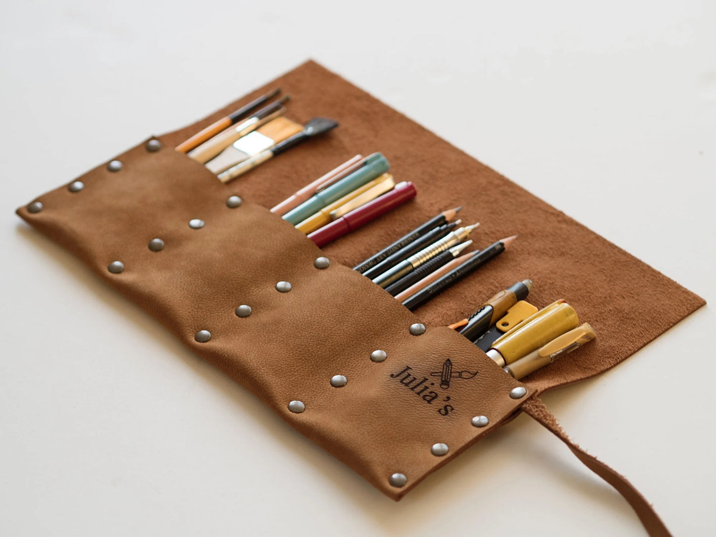 Personalized Leather Pencil Roll