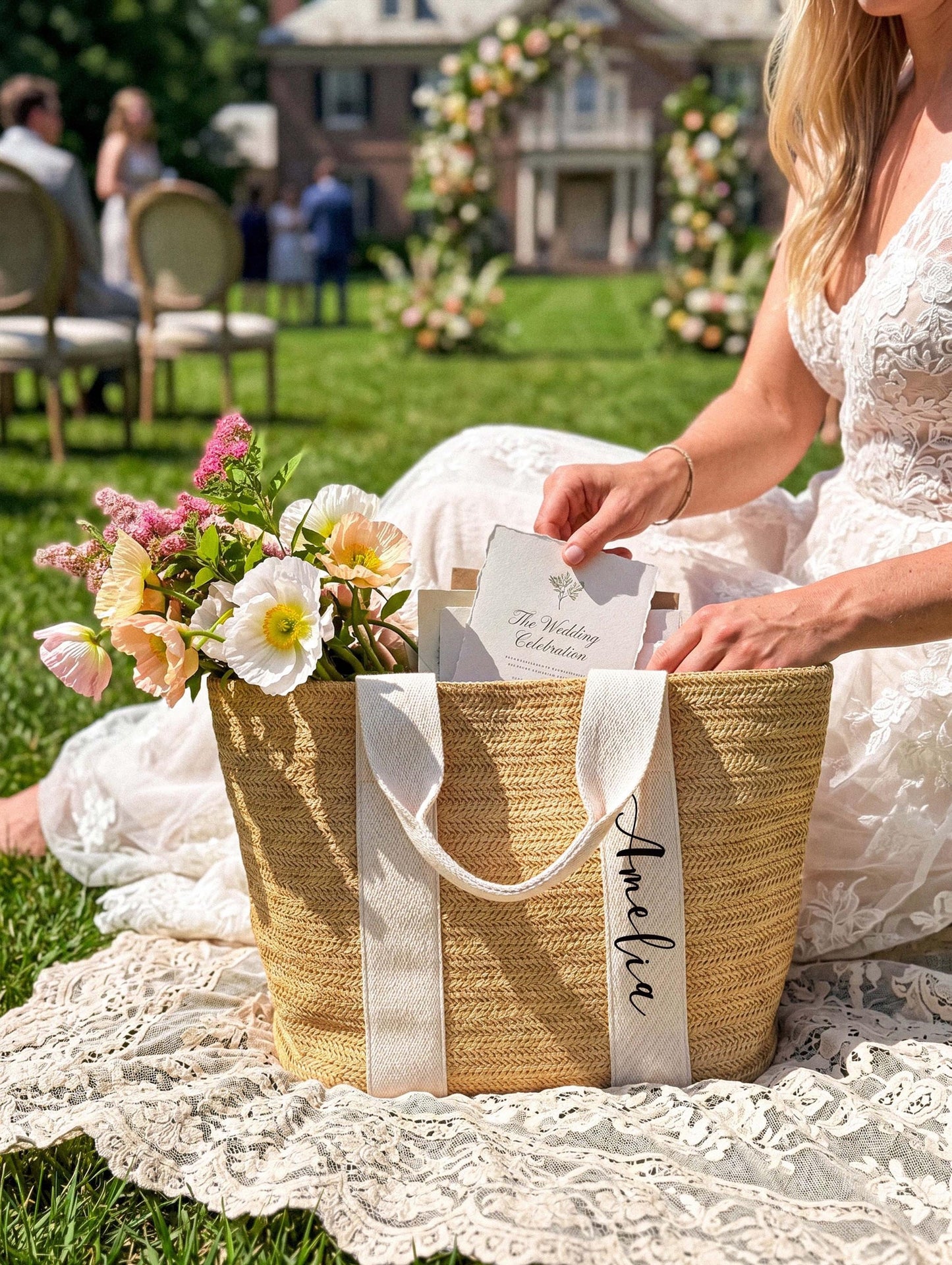 Personalized Straw Beach Bag and Bachelorette Tote