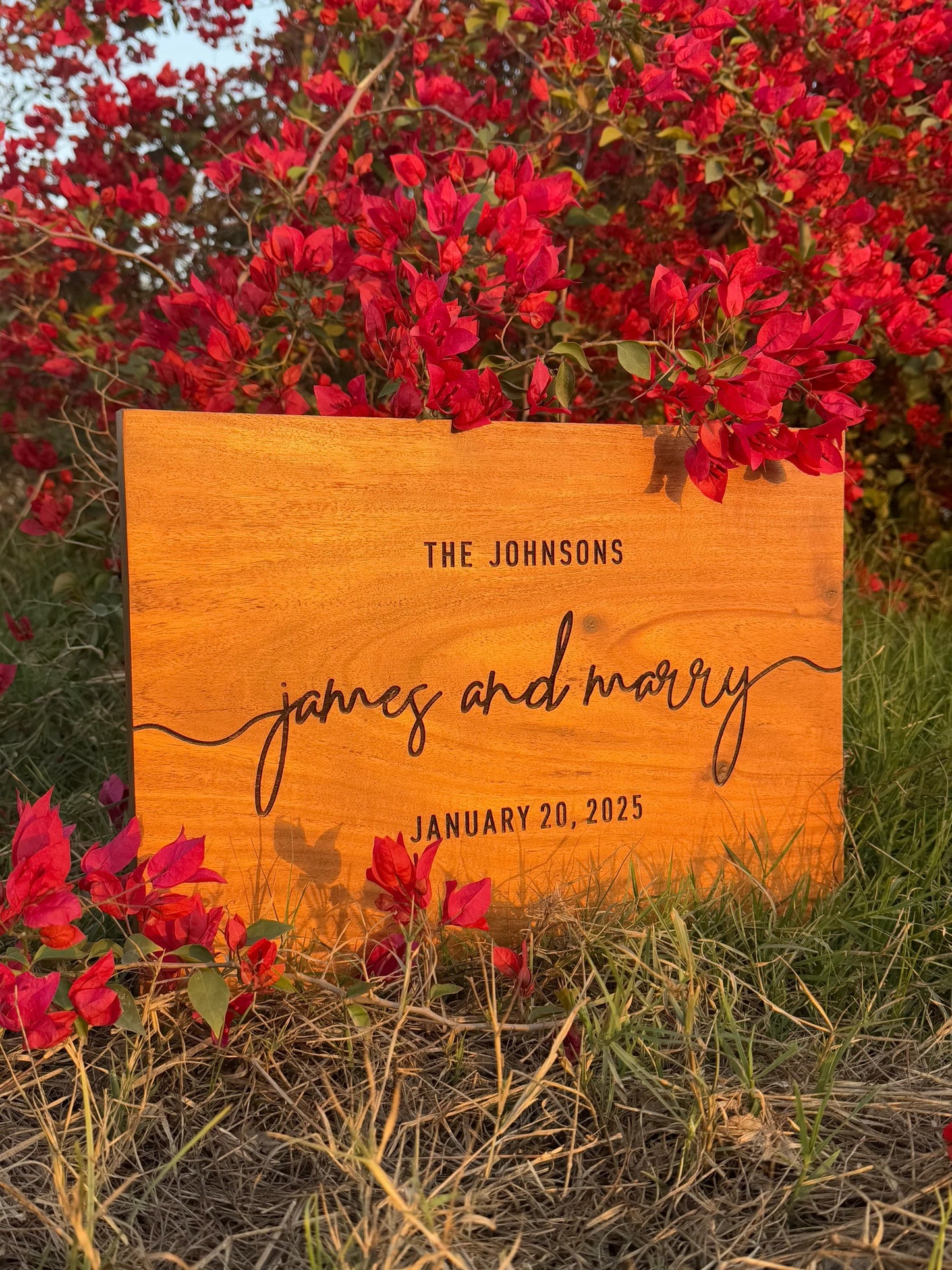Engraved Wooden Wedding Welcome Sign