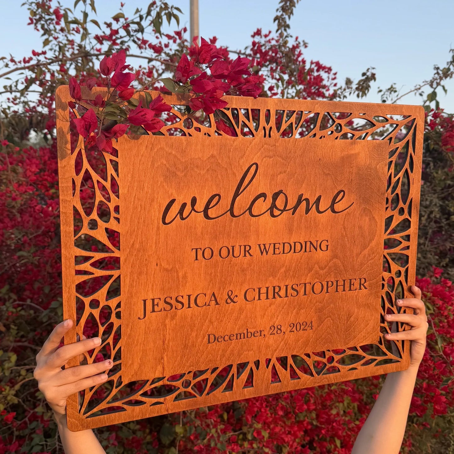 Laser Cut Wooden Wedding Welcome Sign