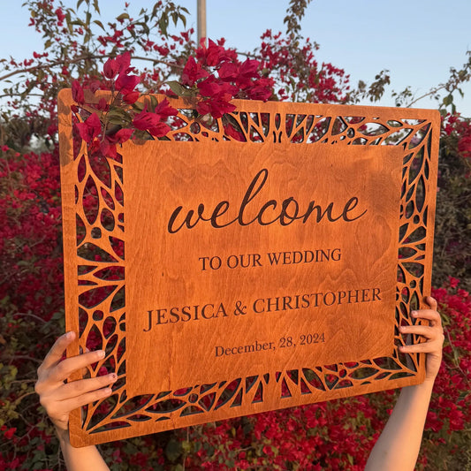 Laser Cut Wooden Wedding Welcome Sign