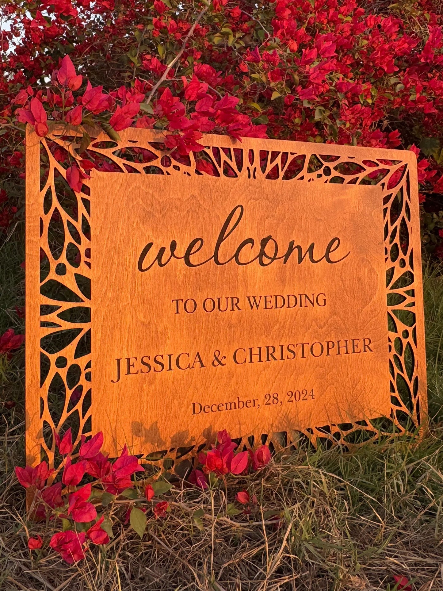 Laser Cut Wooden Wedding Welcome Sign