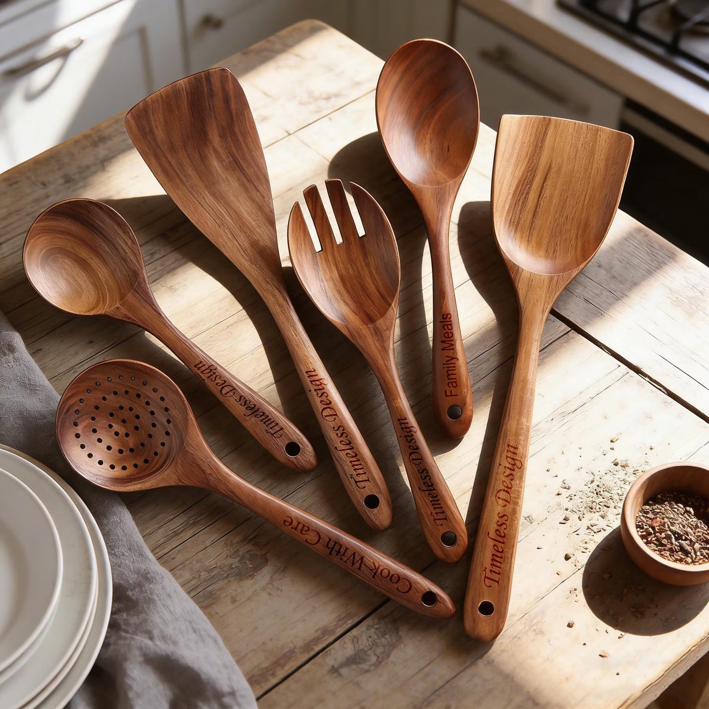 Custom Engraved Wooden Spoons Set