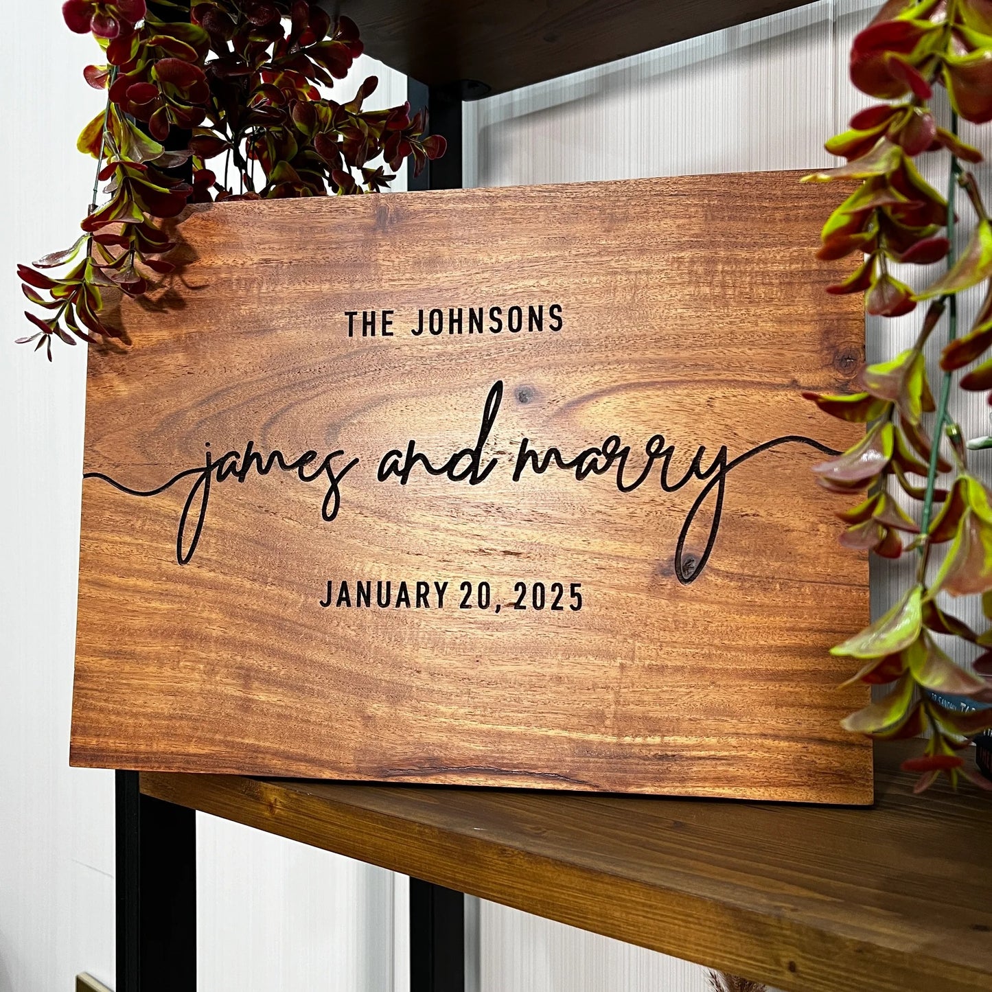 Engraved Wooden Wedding Welcome Sign