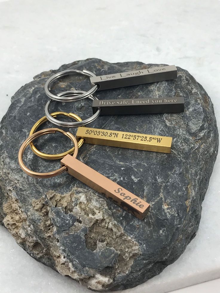 Personalized 4 Sided Bar Keychain Engraved With Custom Name or Message