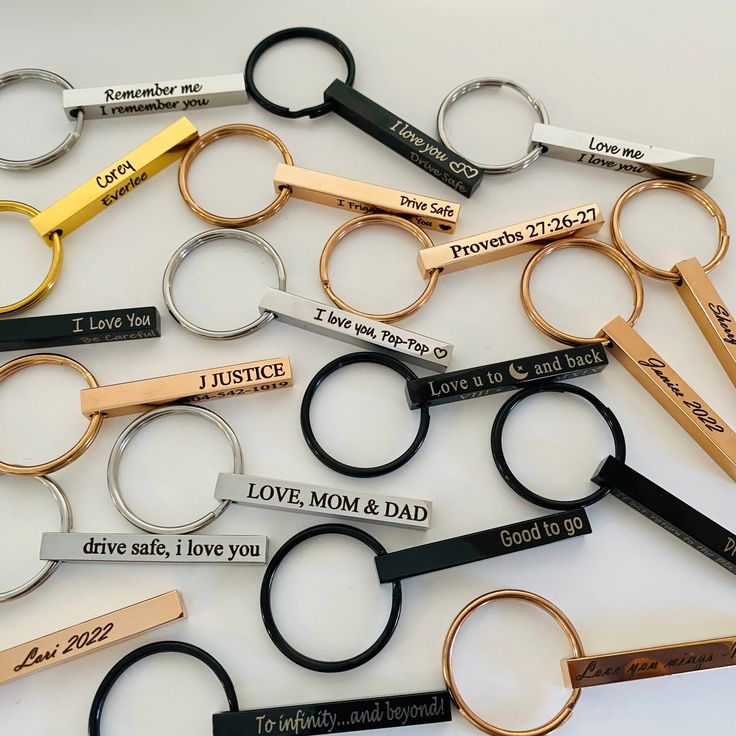 Personalized 4 Sided Bar Keychain Engraved With Custom Name or Message