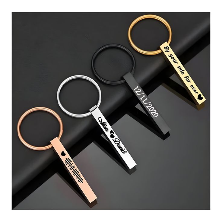 Personalized 4 Sided Bar Keychain Engraved With Custom Name or Message